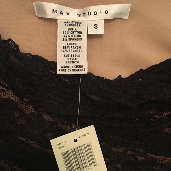 NWT Max Studio Black Lace Top S - Picture 2 of 3